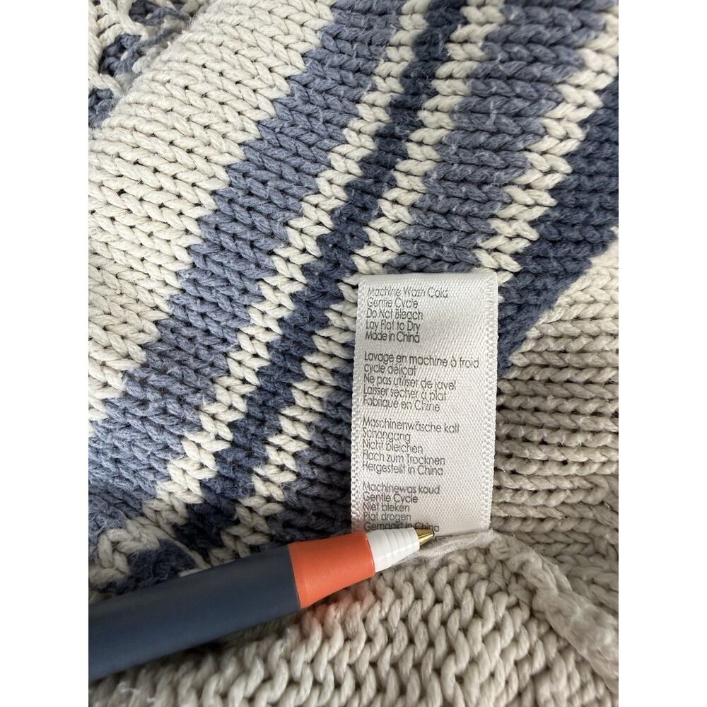 PJ Salvage Sweater Womens Medium Blue Open Front Fringe Cardigan Boho Western - Picture 14 of 14